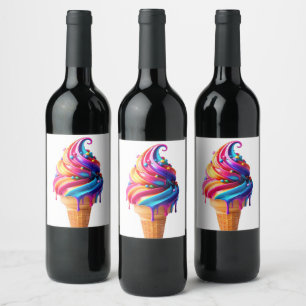 SlipperyJoe's vibrant ice cream cone food classic Wine Label