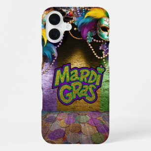 SlipperyJoe's vibrant Mardi Gras graphic classic C iPhone 16 Plus Case