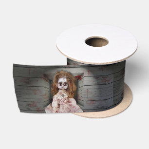 SlipperyJoe's vintage haunted porcelain doll creep Satin Ribbon