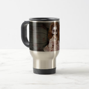SlipperyJoe's vintage haunted porcelain doll creep Travel Mug