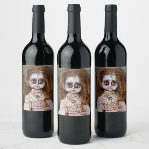 SlipperyJoe's vintage haunted porcelain doll creep Wine Label