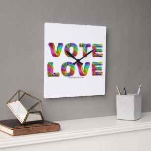 SlipperyJoe's vote love equality gay pride gifts L Square Wall Clock