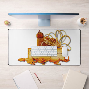 SlipperyJoe's warm festive Thanksgiving vibe rusti Desk Mat