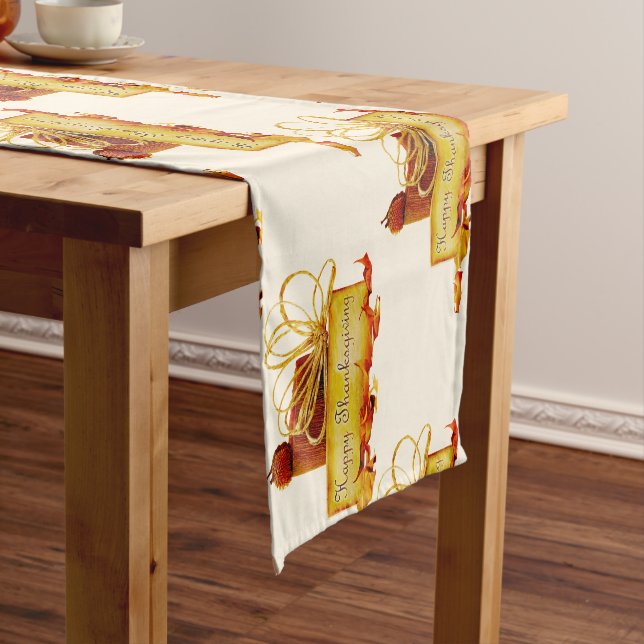 SlipperyJoe's warm festive Thanksgiving vibe rusti Short Table Runner (In Situ)