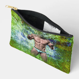 SlipperyJoe's white muscular sexy man speedo black Accessory Pouch