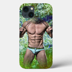 SlipperyJoe's white muscular sexy man speedo black iPhone 13 Case