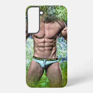 SlipperyJoe's white muscular sexy man speedo black Samsung Galaxy Case