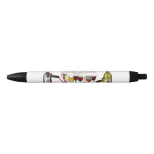SlipperyJoe's wine drinkware cheeky pun red white  Black Ink Pen