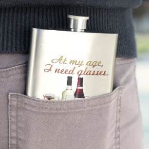SlipperyJoe's wine drinkware cheeky pun red white Hip Flask