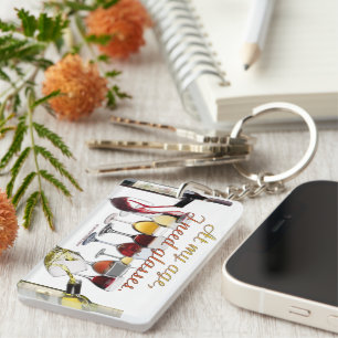 SlipperyJoe's wine drinkware cheeky pun red white Key Ring