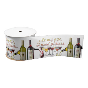 SlipperyJoe's wine drinkware cheeky pun red white  Satin Ribbon