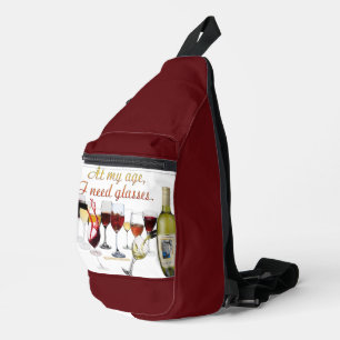 SlipperyJoe's wine drinkware cheeky pun red white Sling Bag