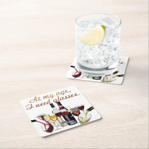 SlipperyJoe's wine drinkware cheeky pun red white Square Paper Coaster