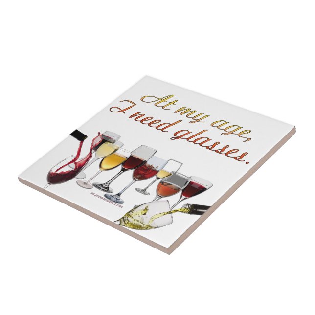 SlipperyJoe's wine drinkware cheeky pun red white  Tile (Side)