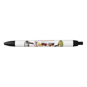 SlipperyJoe's Wine Glasses fermented grapes wine p Black Ink Pen