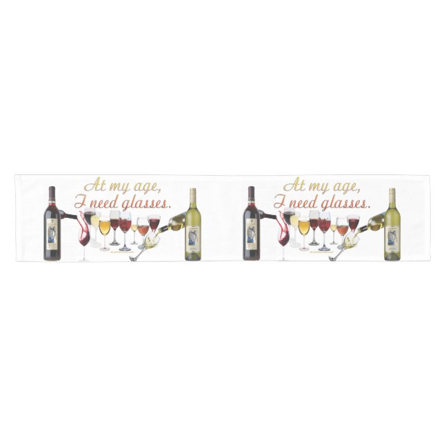 SlipperyJoe's Wine Glasses fermented grapes wine p Short Table Runner (Horizontal)