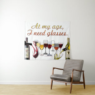 SlipperyJoe's Wine Glasses fermented grapes wine p Tapestry
