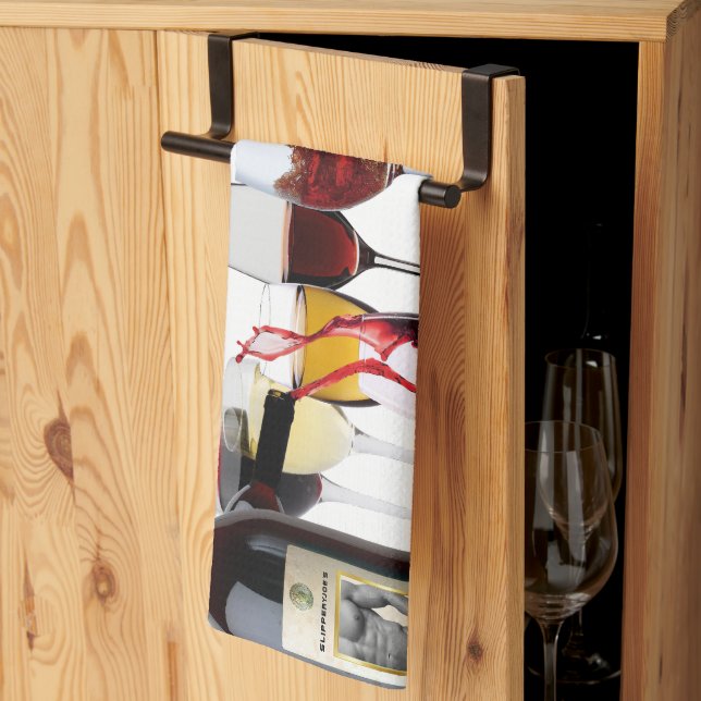 SlipperyJoe's Wine Glasses fermented grapes wine p Tea Towel (Thirds Fold)