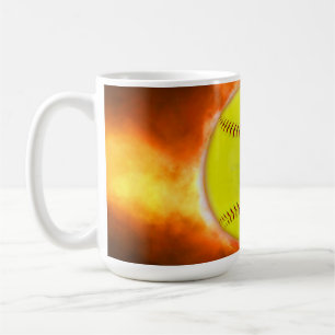 SlipperyJoe's yellow softball fireball flames rasp Coffee Mug