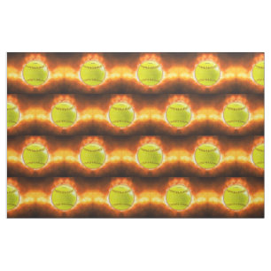 SlipperyJoe's yellow softball fireball flames rasp Fabric
