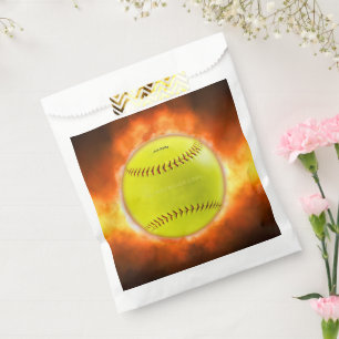 SlipperyJoe's yellow softball fireball flames rasp Favour Bags