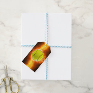 SlipperyJoe's yellow softball fireball flames rasp Gift Tags