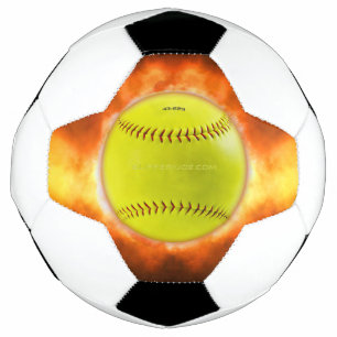 SlipperyJoe's yellow softball fireball flames rasp Soccer Ball