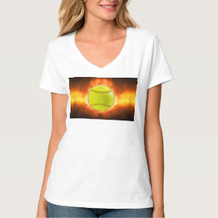SlipperyJoe's yellow softball fireball flames rasp T-Shirt