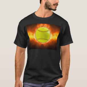 SlipperyJoe's yellow softball fireball flames rasp T-Shirt