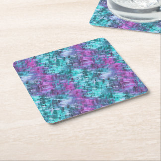 slipstream digihatch - teal and purple : square paper coaster
