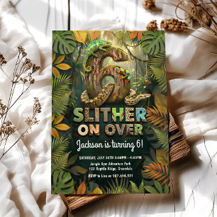 Slither Jungle Lizard 6th Birthday Invitation
