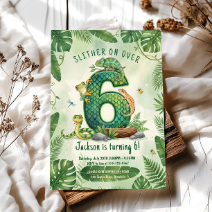 Slither On Over Reptile Jungle 6th Birthday Invitation