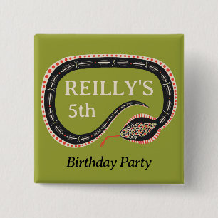 Slither Snake Kid's Birthday Party Pin Button