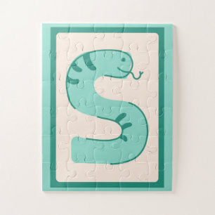 🐍Slithery Letter "S" Snake Alphabet Art Print Jigsaw Puzzle