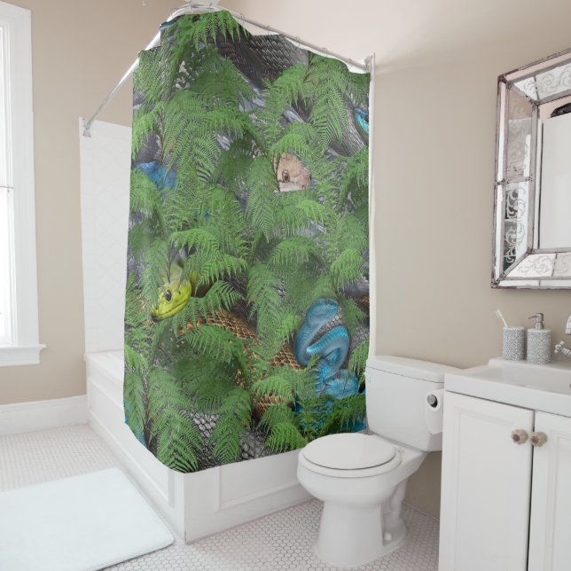 Slithery, sneaky Snakes Shower Curtain (In Situ)