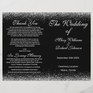 Sliver Confetti Glitter Wedding Program