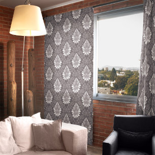 Sliver Floral Damask Seamless Grey Flower Pattern Shower Curtain