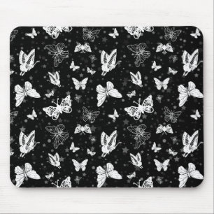 Sliver Glitter Butterfly Black Design  Mouse Pad