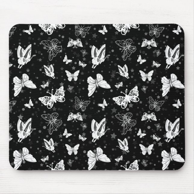 Sliver Glitter Butterfly Black Design  Mouse Pad (Front)