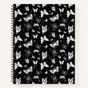 Sliver Glitter Butterfly Black Design Notebook