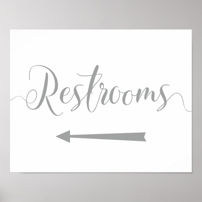 Sliver Restrooms Sign Left Arrow Directions (Front)