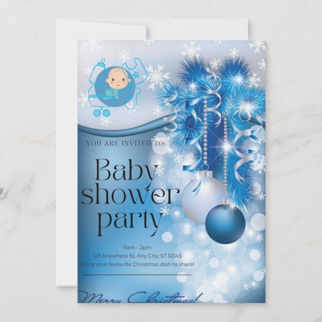 Sliver snowflakes winter wonderland baby shower  invitation (Front)