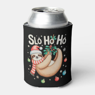 Slo Ho Ho Sloth Santa Hat Merry Slothmas Christmas Can Cooler