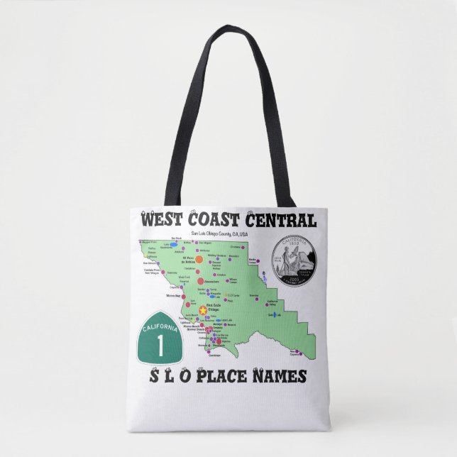 SLO Place Names Map with English Translations Tote Bag (Front)