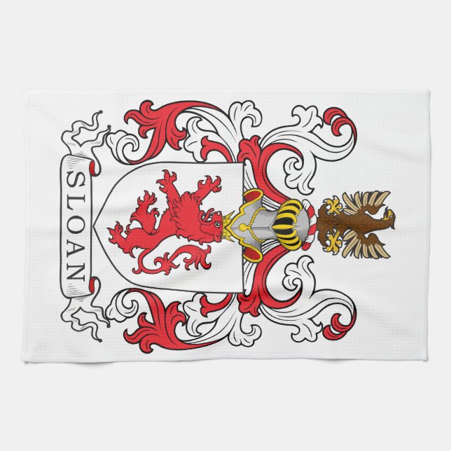 Sloan Family Crest Tea Towel (Horizontal)