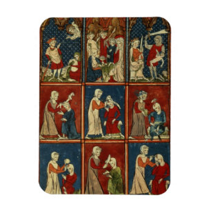 Sloane 1977 fol.2V Medical and biblical scenes, fr Magnet