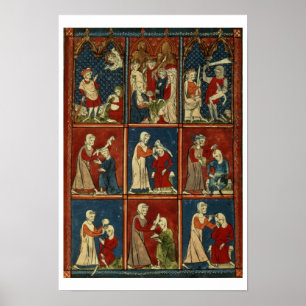 Sloane 1977 fol.2V Medical and biblical scenes, fr Poster