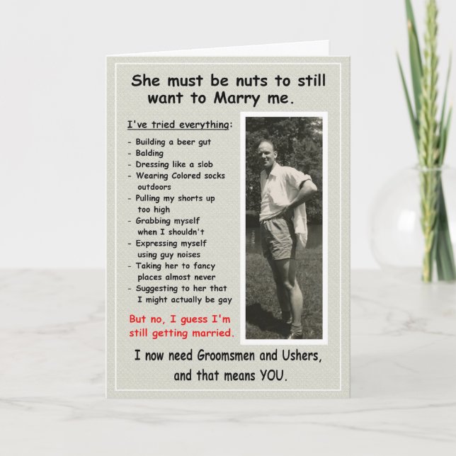 Slob needs Groomsmen and Ushers Invitation (Front)