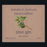 Sloe Gin label on Kraft Colour Paper<br><div class="desc">Hand crafted Sloe Gin label ,  This design features a vintage illustration of a sloe branch. Editable templates have set up ready for you to personalise and customise . Give your homemade gifts the finishing touch .</div>
