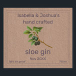 Sloe Gin label on Kraft Colour Paper<br><div class="desc">Hand crafted Sloe Gin label ,  This design features a vintage illustration of a sloe branch. Editable templates have set up ready for you to personalise and customise . Give your homemade gifts the finishing touch .</div>